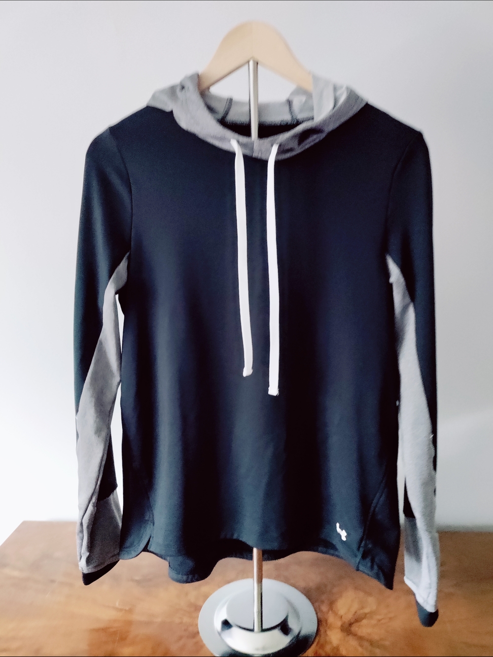 Under Armour Black and Gray ColdGear Hooded Pullover
